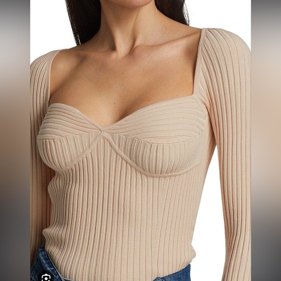 NWOT Jonathan SIMKHAI Sammy Traveling Rib Bustier Long-Sleeve T-Shirt - Picture 4 of 14